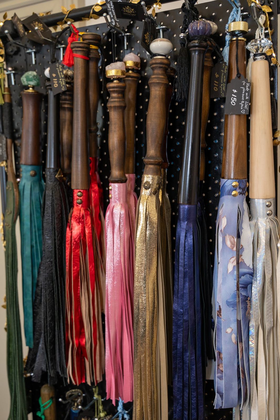 A leather goods display