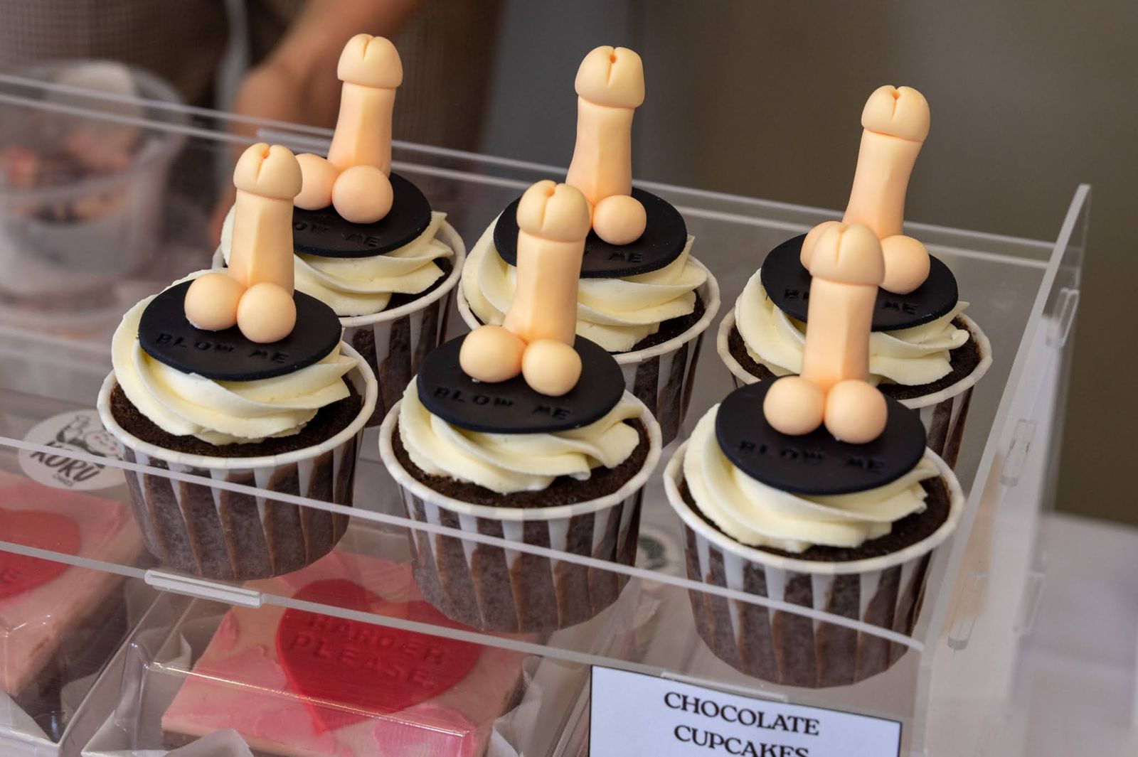 Decorated cupcakes with playful toppers